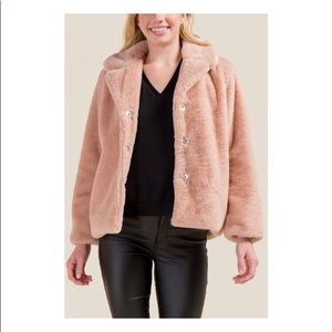 Pink faux fur coat